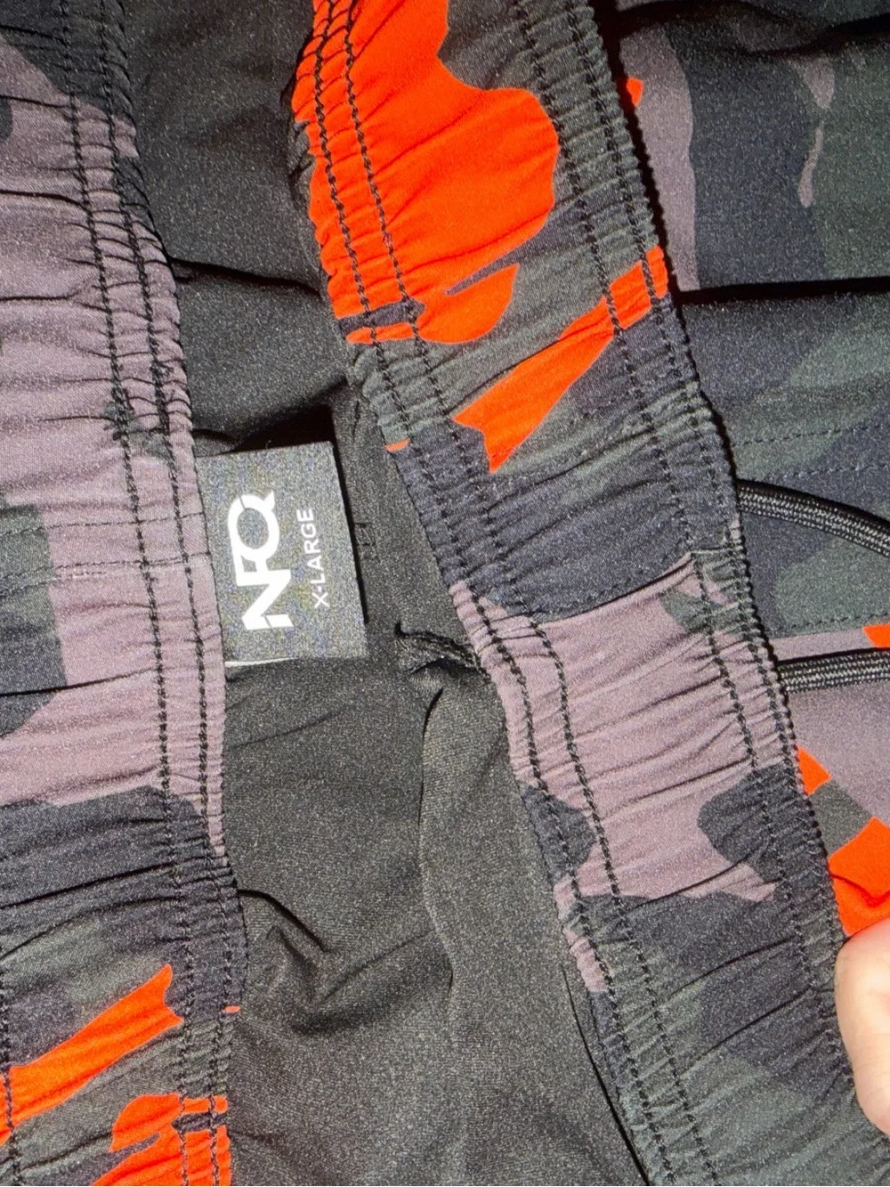 NFQ Men's Camo Performance Shorts — Black & Orange Size XL